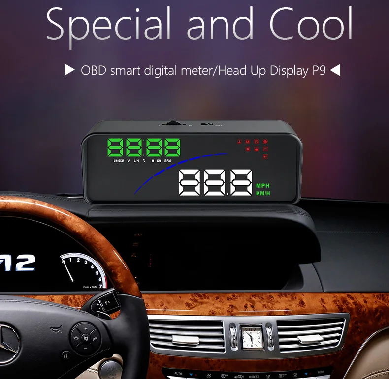 Дисплей на голову P9 OBD2 универсальный дисплей HUD автомобильный Умный Цифровой скоростной проектор на лобовое стекло км/ч распродажа
