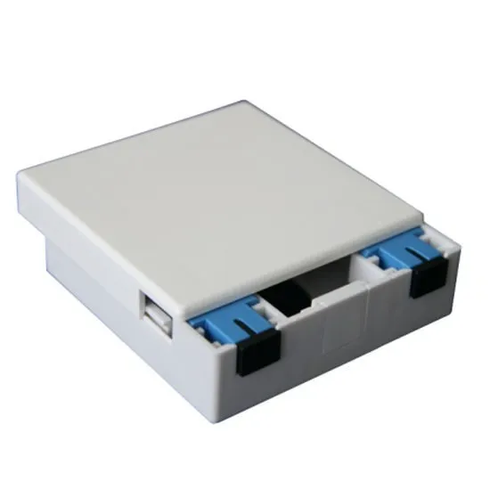 

FTTH Fiber Socket (Max Capacity: 2 cores ), Wall Mounting, Fiber faceplate, Fiber Output, Size 86x86x24mm