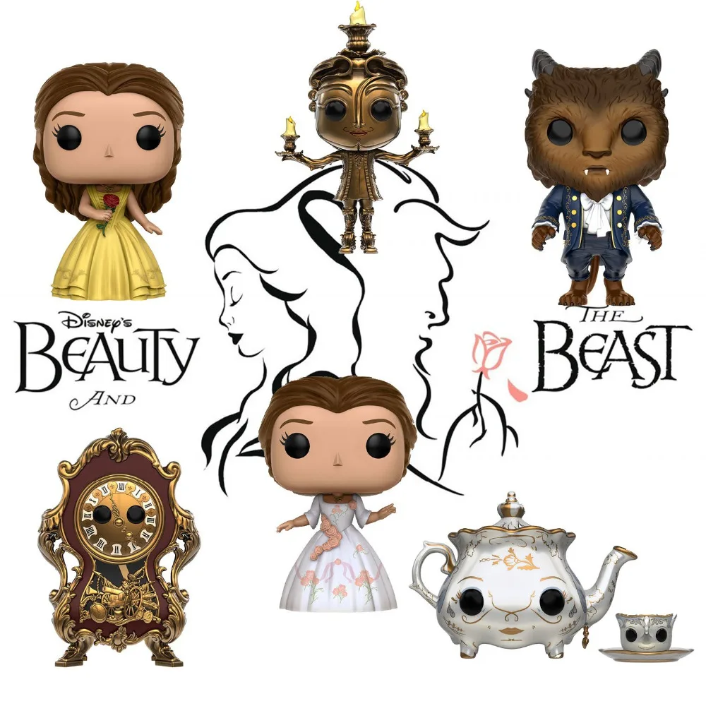 Official Funko pop Beauty and The Beast Mrs. Potts & Chip, Belle, Beast, Lumiere, Cogsworth