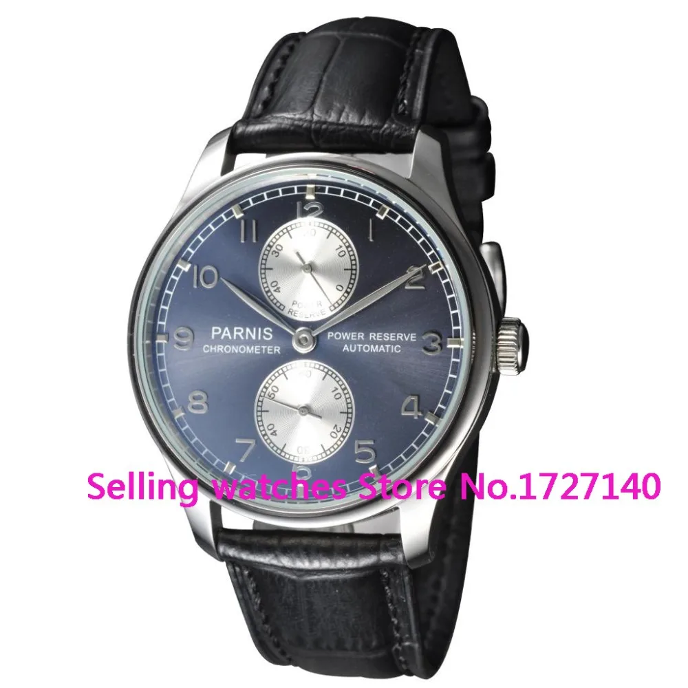 

Parnis 43mm Blue dial mechanical Power Reserve Automatic steel men's watch
