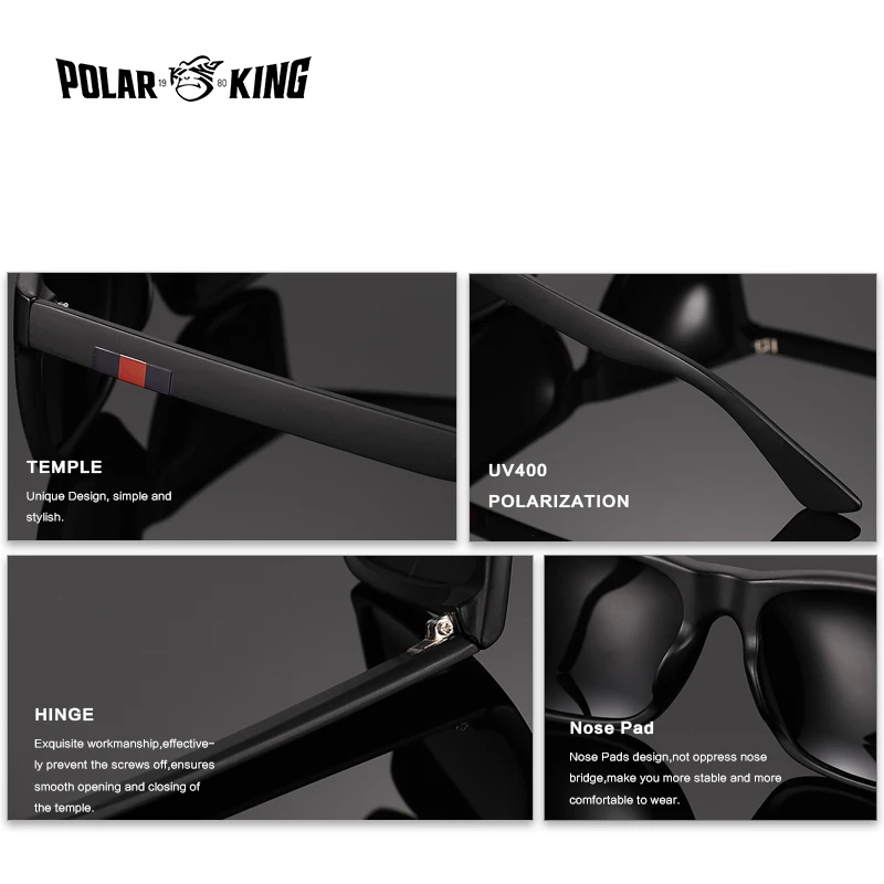 POLARKING Brand Design Retro Classic Polarized Men Sunglasses Driving Fishing Square Shades Sun Glasses For Male Eyewear