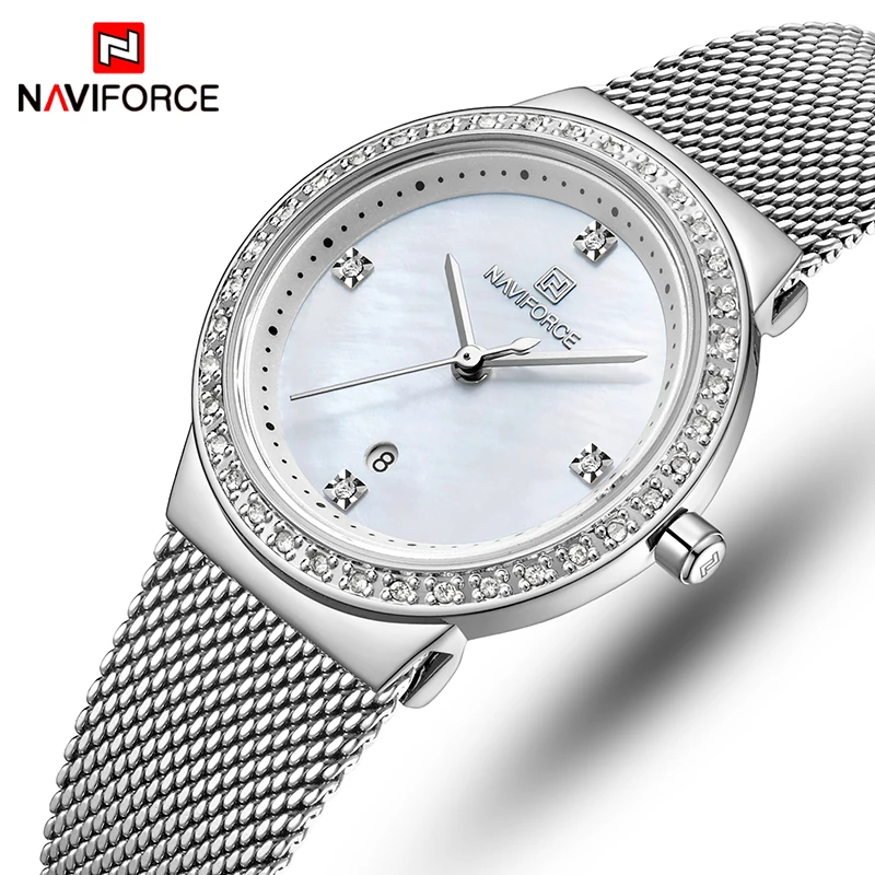 Relogio Feminino Для женщин часы naviforce Топ Роскошные брендовые Модные женские кварцевые часы сетки повседневные из нержавеющей стали часы девушка