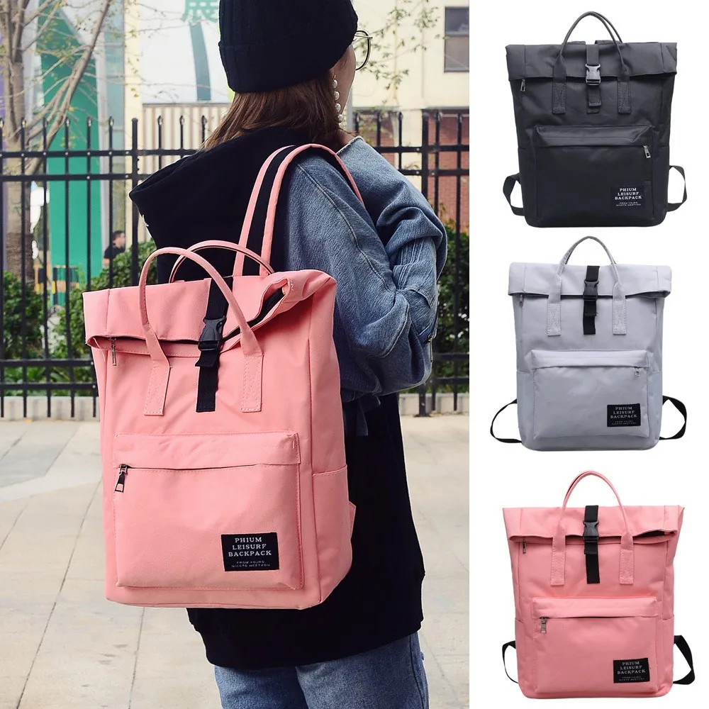 Mochila de moda para mujer de Color puro hombro de Nlyon bolso de escuela Mochila casual mochilas de gran calidad Mochila femenina