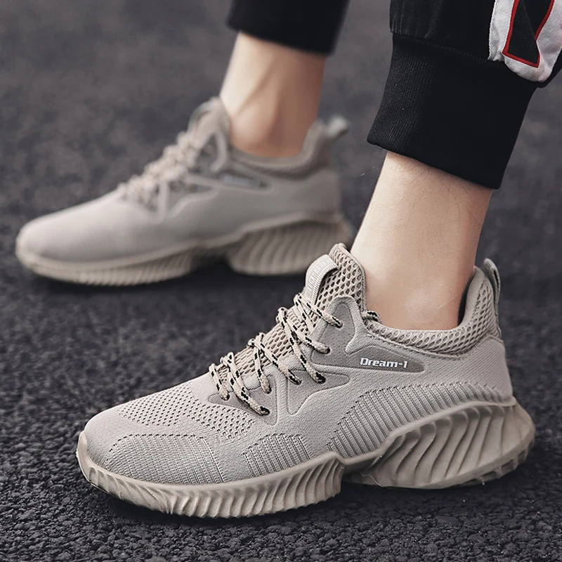 

GNOME INS Dad Shoes Men Korean Version Flying Woven Sneakers Men Khaki Letter Printed Rubber Shoes Modis Male Sneakers