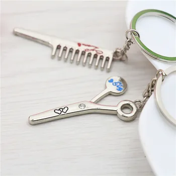 

30pair/lot !Mini scissors comb alloy metal creative Couple keychains/Valentine's Day ,wedding gift/party Favors gift