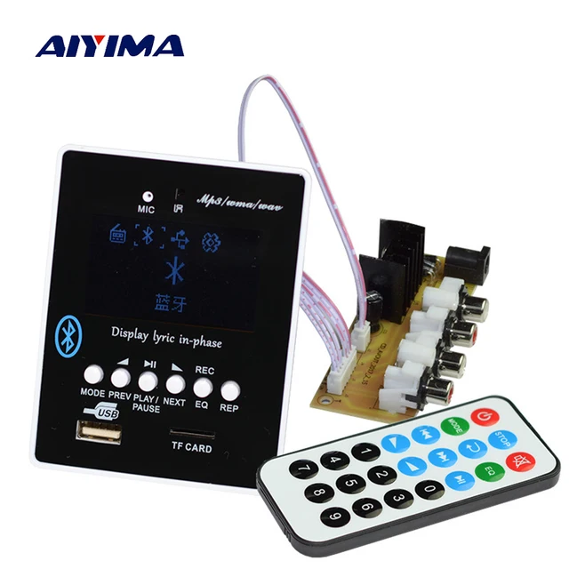 Aiyima MP3 Decoder Board Bluetooth Audio Receiver Module LED Lyric Display 12V USB SD WAV WMA Decoding MP3 Player AUX FM