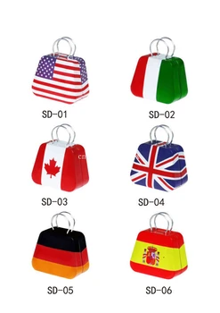 

500Pcs Handbag Tin Box National Flag Tin Case Wedding Favors Candy Boxes MINI Storage Boxes Cases National Flag Tin Box