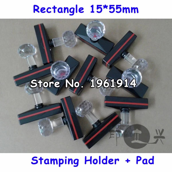 

5Pcs Rectangle 15x55mm Holder with Rubber Pad for Stamp Shell Photosensitive Material Selfinking Stamping Making Seal