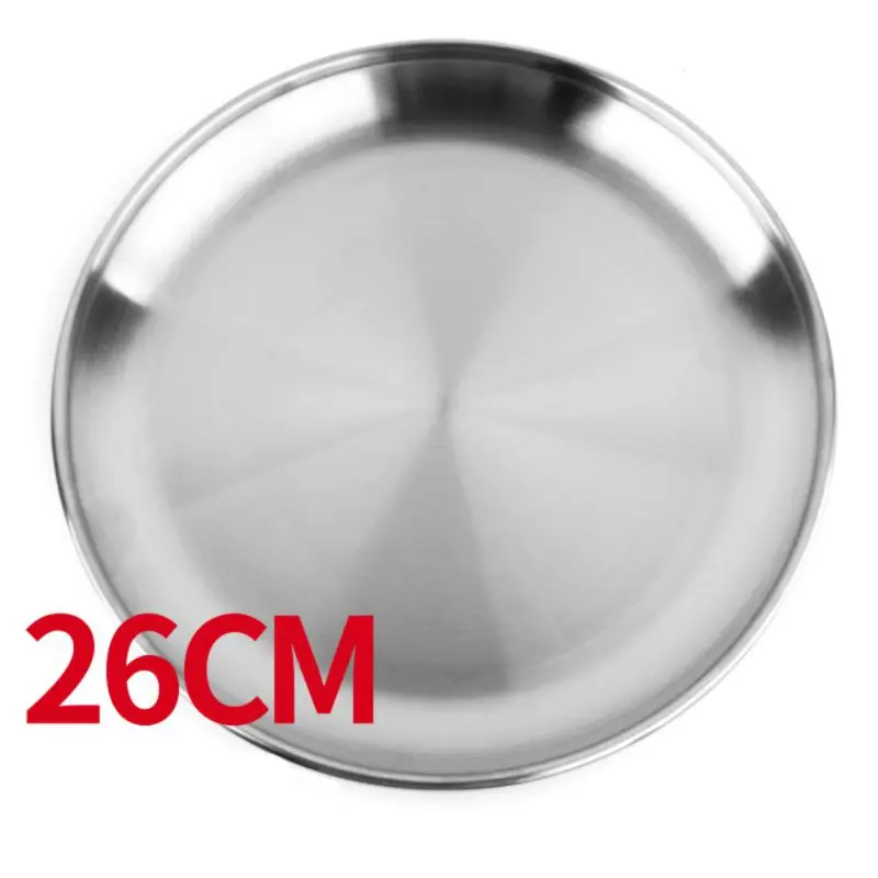 Кемпинг 16-28 см диаметр Нержавеющая сталь посуда столовая тарелка пищевой контейнер День благодарения - Цвет: 26cm