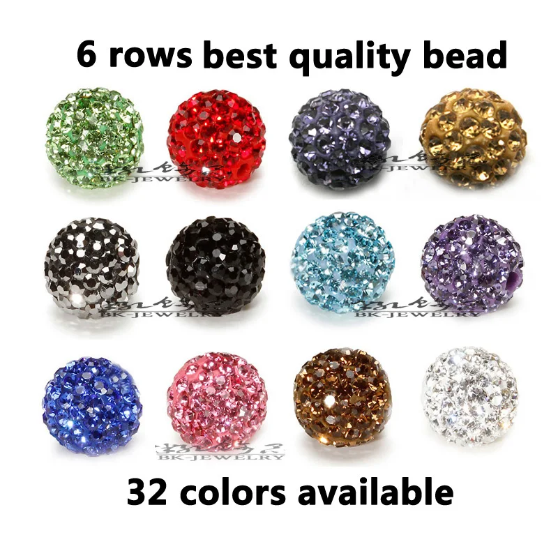 

100pcs 10mm 6Rows High Quality Micro Crystal Paved Ball Bead For DIY Bracelet Necklace Jewerly Making