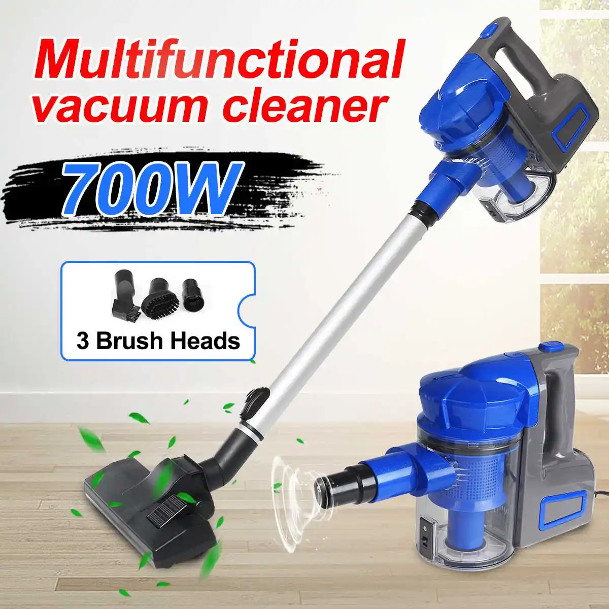 

110V/220V Vacuum Cleaner Handheld Lightweight Compact Floor Carpets Cleaners Cleaning Appliances with Extension Tube 4 Brushes