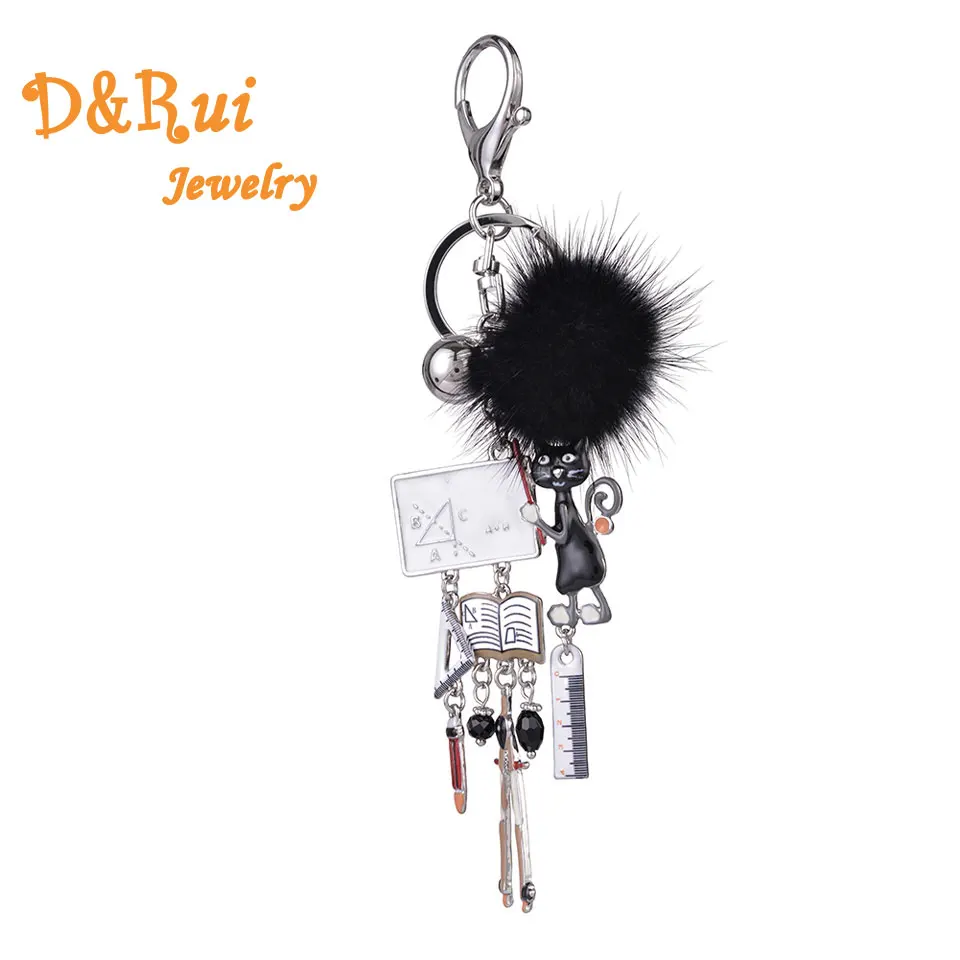 

Cute Cat Key Chain Enamel Alloy Book Ruler Keychain Rings for Women Men Girls Charms Bag Car Pendant Fashion Animal Jewelry 2019
