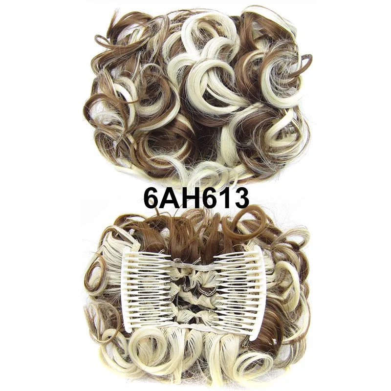 DELICE женские волосы булочка эластичная сетка с гребнями вьющиеся шиньон Updo покрытие термостойкие синтетические волосы - Цвет: 6AH613