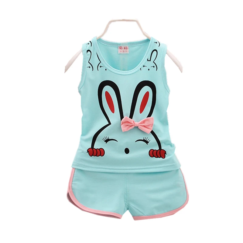 

Children Cotton Clothing Suits Cartoon Cute Bunny Baby Boys Girls Vest Short 2 Pcs/sets