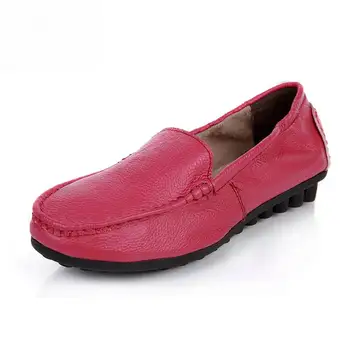 

Spring Comfortable Women Single Shoes Female Moccasins Genuine Leather Flats Round Toe Women Flat Casual Shoes Mother Shoes