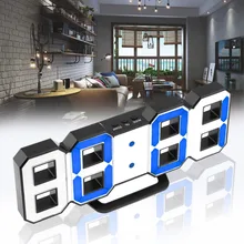 3D LED Digital Table Wall Clocks Snooze Function 24/12 Hours Display 3 Brightness Levels Dimmable Nightlight for Bedroom Office
