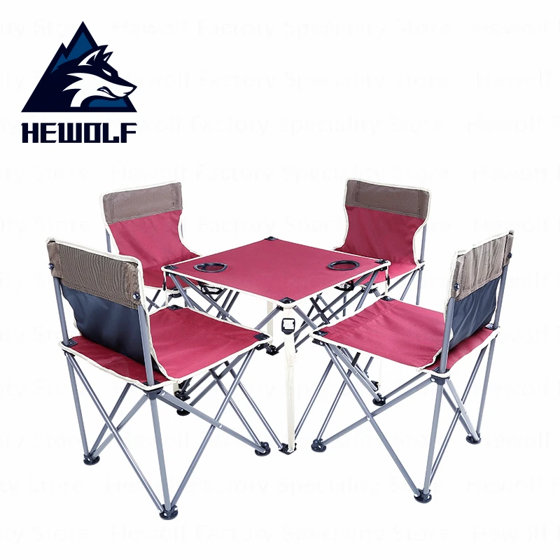 Hewolf Folding Tables And Chairs Outdoor Camping Chairs A Set 4