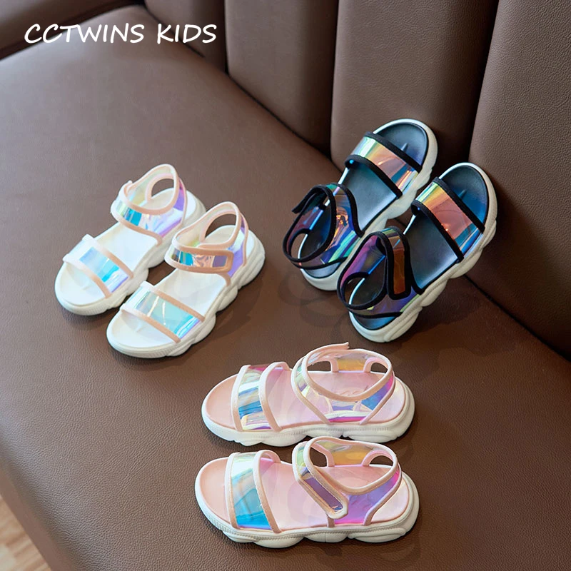 

CCTWINS Kids Shoes 2019 Summer Girls Fashion White Sandals Children Beach Casual Flats Toddler Baby Soft Barefoot Shoes BS395