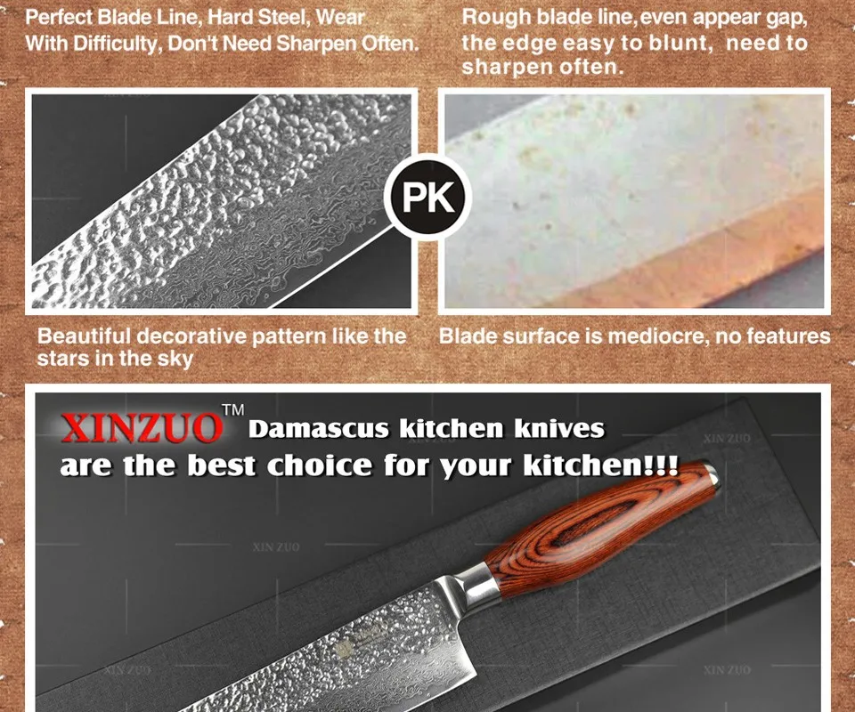 XINZUO 7 дюймов нож Santoku 73 слоя японский нож шеф-повара Дамасская Нержавеющая Сталь Pro VG10 кухонный нож Pakkawood ручка