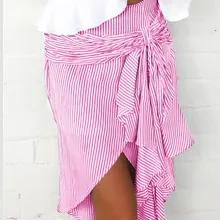 Chic асимметричная шнуровка лук мини Полосатая юбка