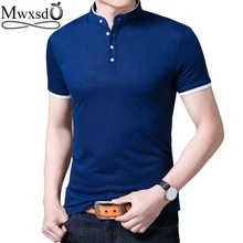 Марка mwxsd Летняя мужская облегающая однотонная хлопковая рубашка поло для мужчин стоячий воротник короткий рукав рубашка поло camisa Homme рубашки
