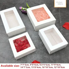 20 шт несколько размеров ящика типа белые бумажные коробки с ПВХ поделки для окна драгоценность Свадебная праздничная подарочная упаковка коробка