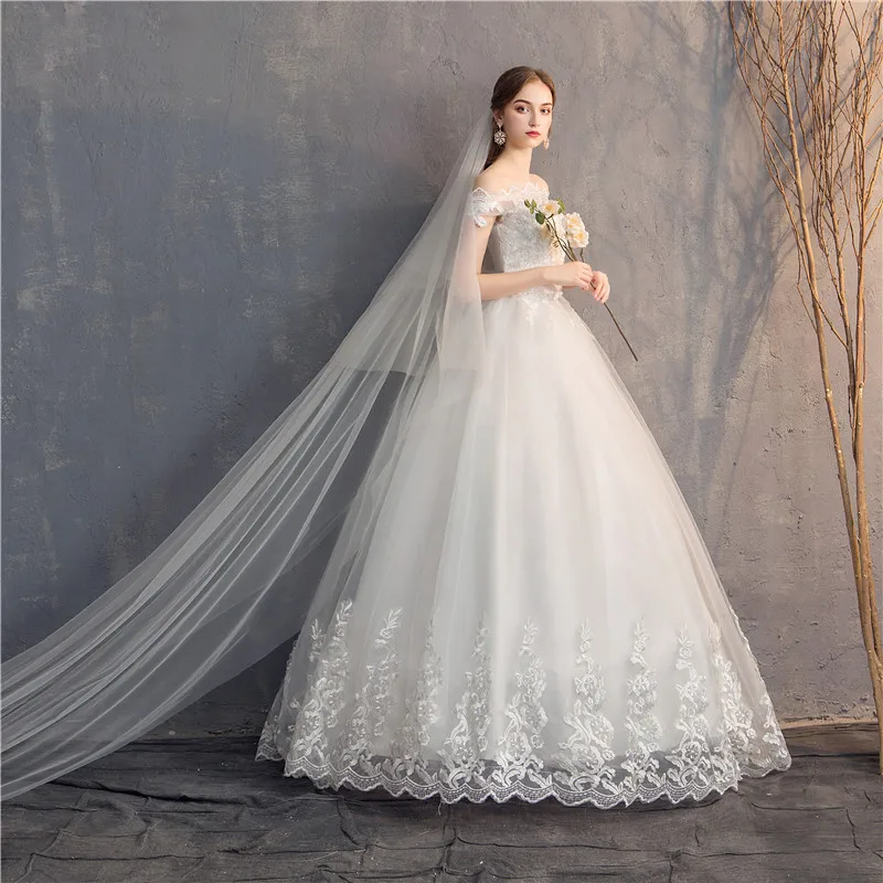 affordable wedding dresses EZKUNTZA 2022 Off The Shoulder Lace Wedding Dress Cheap Bridal Dress Made In China Simple Embroidery Vestido De Noiva reception dress for bride