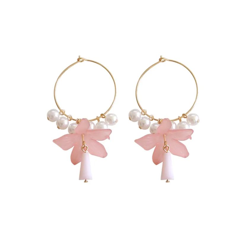 

Beautiful flower earrings long acrylic pearl earrings temperament eardrop restoring ancient ways earrings for women