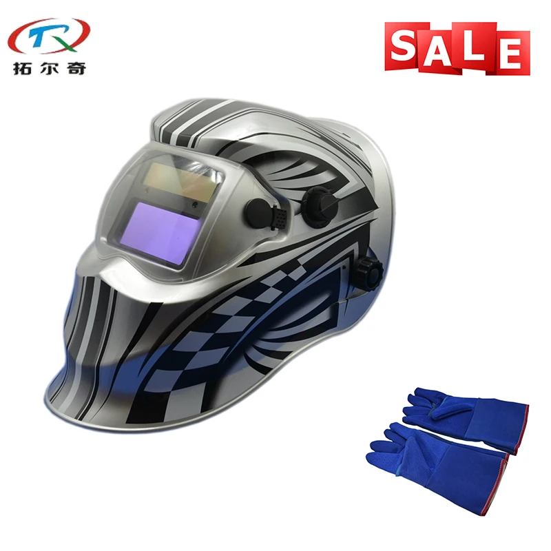 Китайский сварочный инструмент защита глаз сварочный шлем/аргоновая дуговая Сварочная маска/шлифовальный сварочный шлем TRQ-KD01-2200de с синими перчатками
