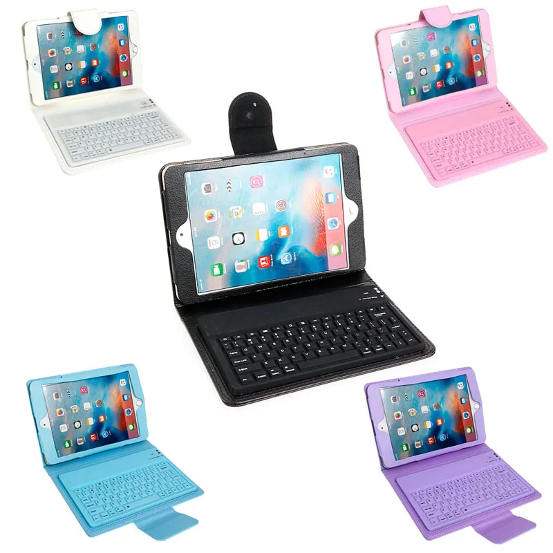

Leather Case Cover With Built-in Bluetooth Wireless Keyboard for iPad Mini 2/3/4