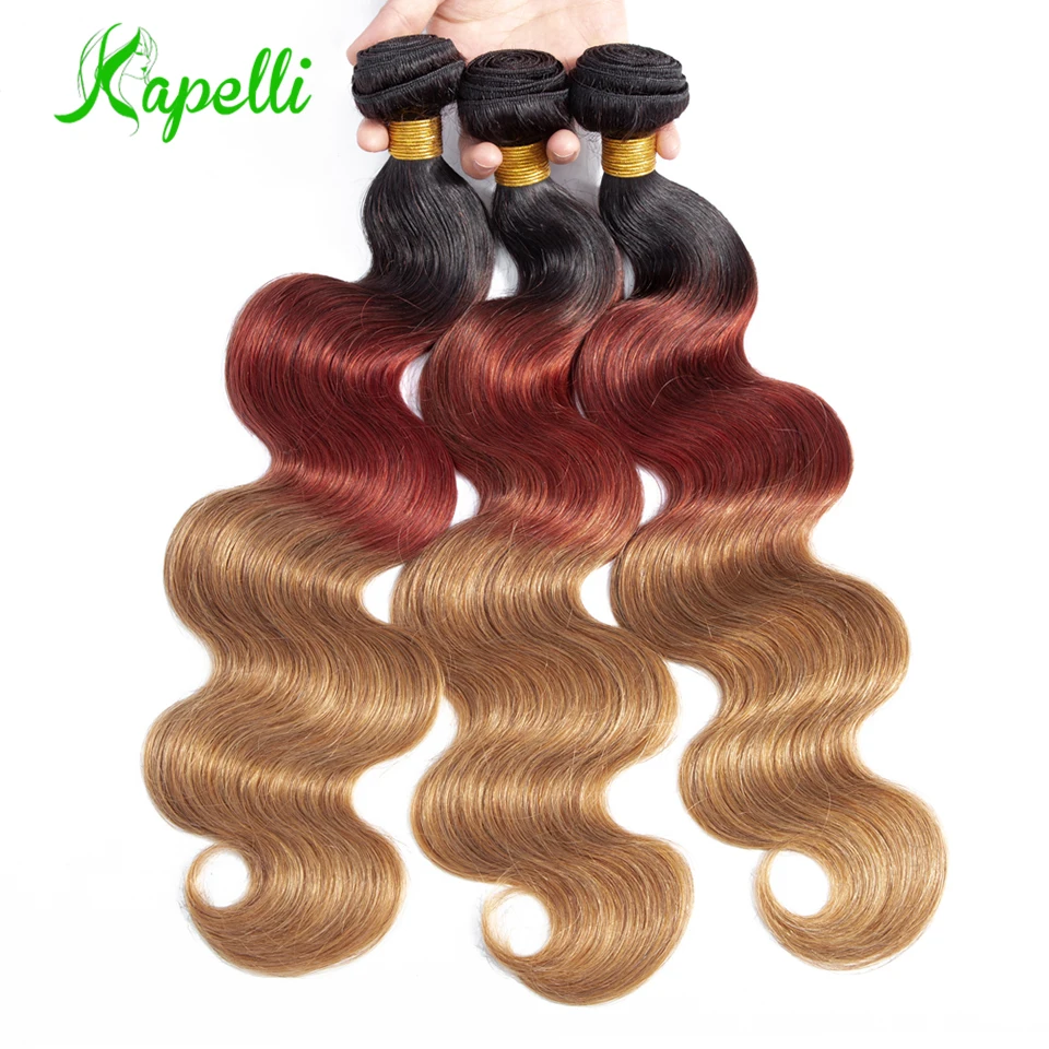 Malaysia Body Wave 3 Tone T1B/33/30 Ombre Hair Weave Bundles Remy 100% Human Hair Extensions Can Buy 1/3/4 Bundles Free Shipping