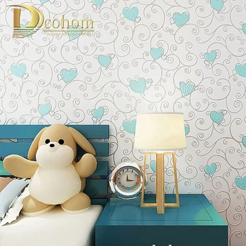 

Non-woven Home Decoration Wallpaper Kids Room Princess Blue/pink Color Cartoon Wall Paper 3d Papel De Parede Roll R490