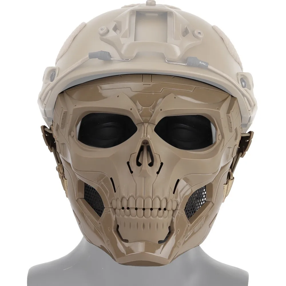 Airsoft Shooting Tactical Hunting Equipment Gears Skull Messengers Unisex Full Protective Mask Helmet 2 Wearing Ways Accessories