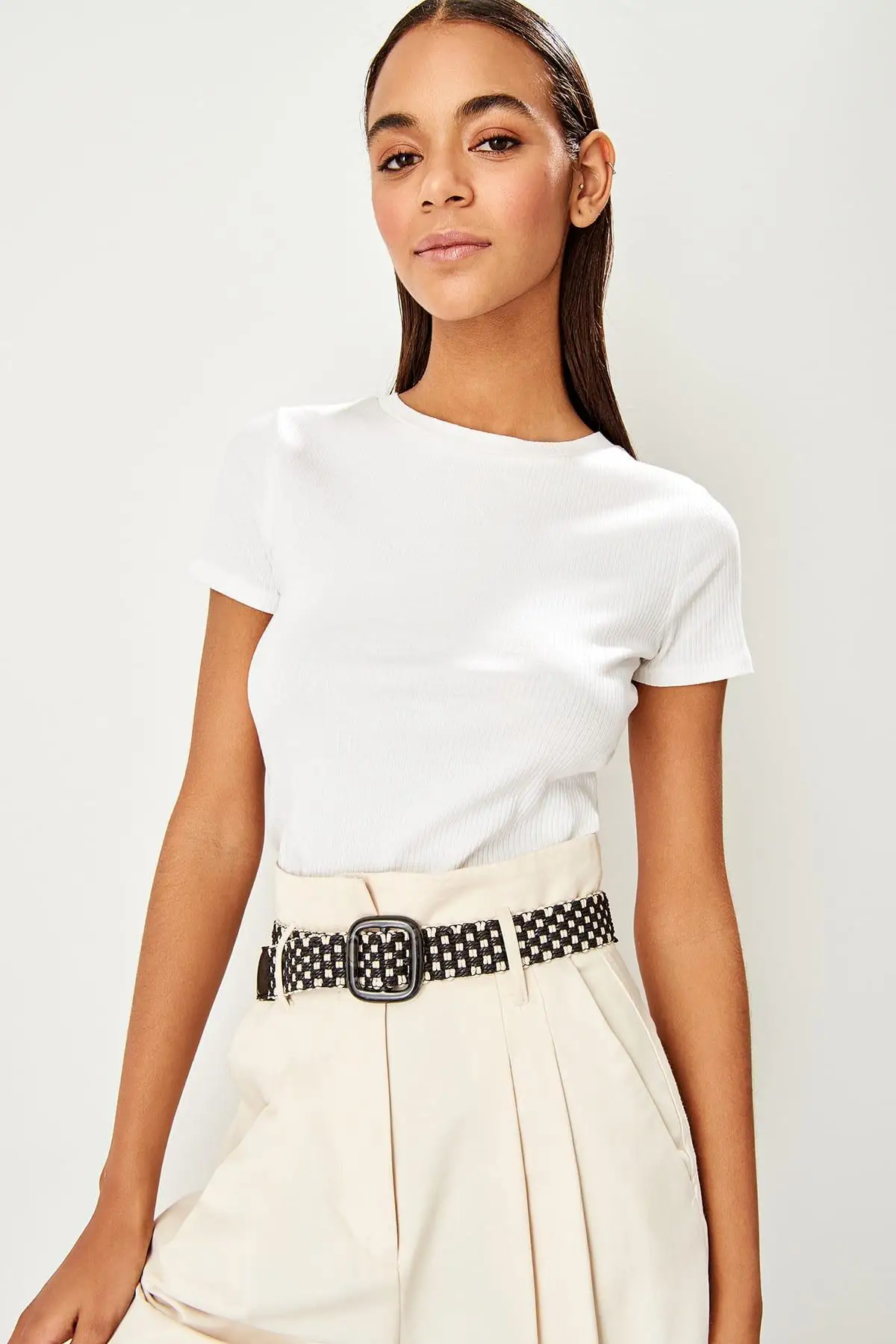 Trendyol Black White Mesh Belt TWOSS19PL0044 |