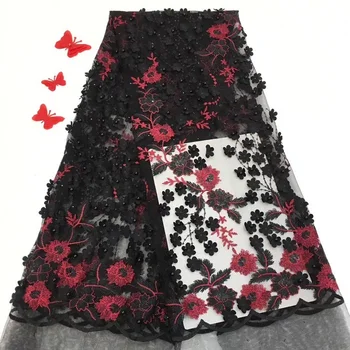

Black Color New Design African Lace Fabrics High Quality French Lace Fabric For Party Dress Nigerian Beaded Lace Fabric(JJ-4-19