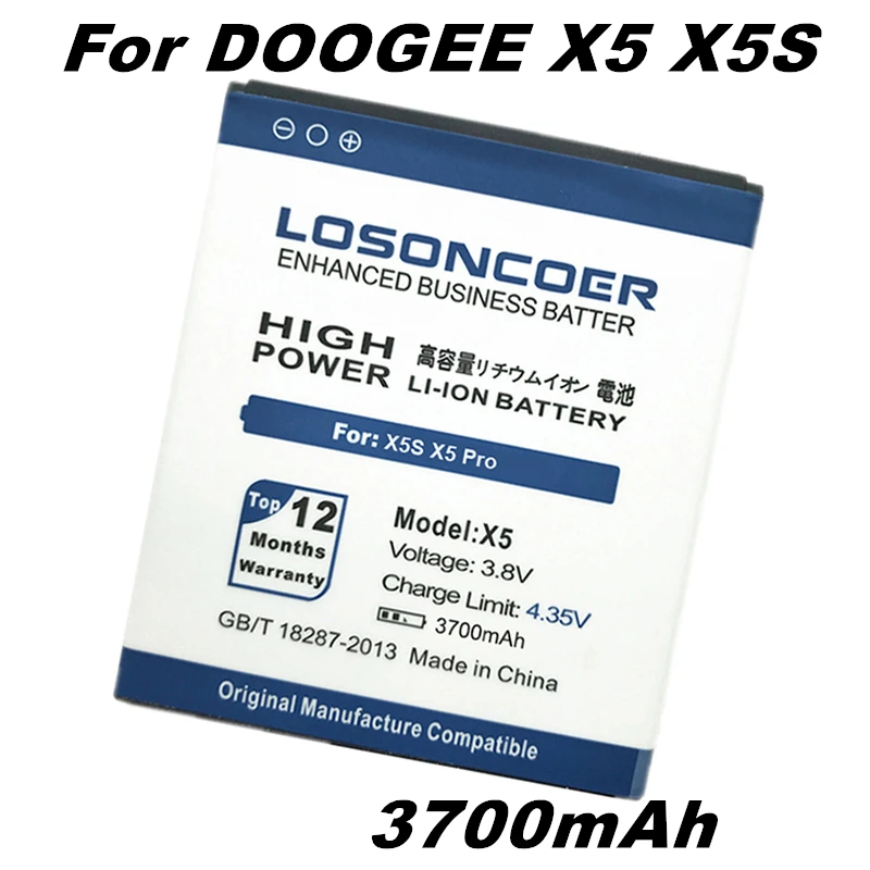 

LOSONCOER 3700mAh Li-ion Mobile Phone Batteries For Original DOOGEE X5 Battery DOOGEE X5 Pro Battery DOOGEE X5S