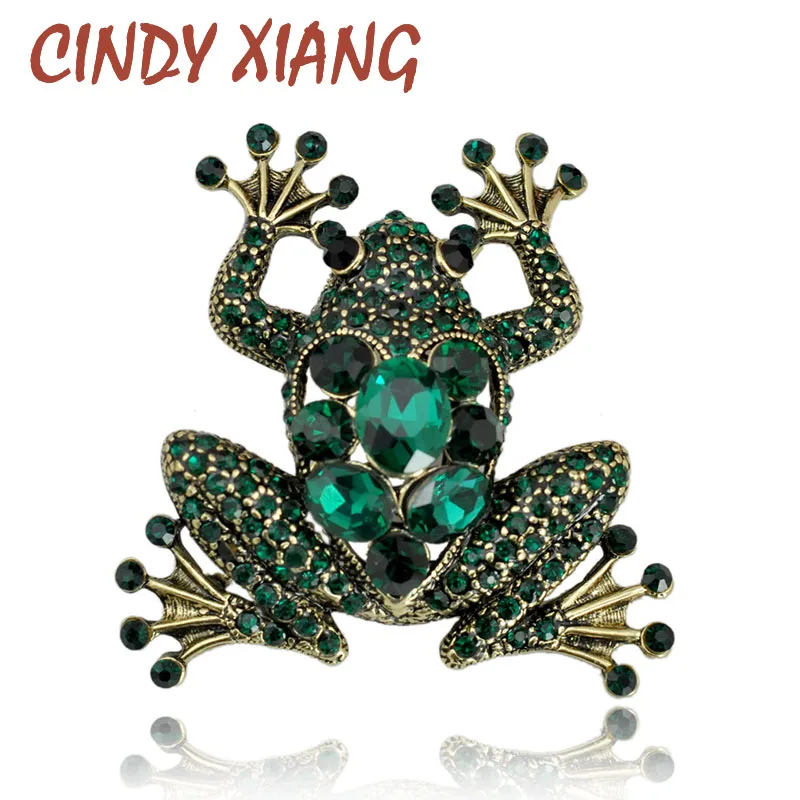 CINDY XIANG Кристалл Броши лягушка для женщин зеленый цвет брошь булавка в виде