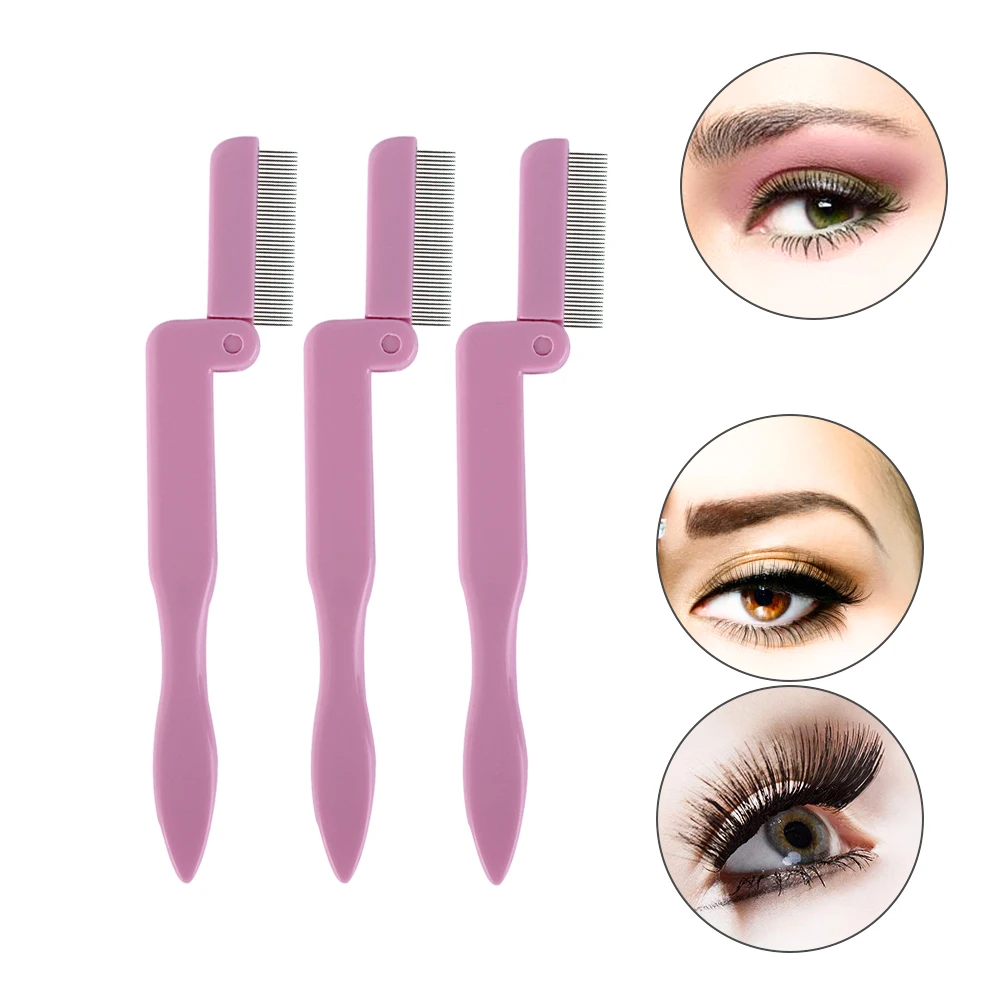 

Foldable Pink Black Eyelash Comb Makeup Brush Eyelash Extension Tool Eyebrow Eyelash Comb Cosmetic Makeup Tools Random Color