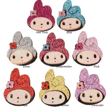 

360pcs Easter Hair Accessories 3*3.5cm Bunny Fold Rabbit Glitter Bunny Fashion Headwear Accessory No Barrette Hairpin for Band