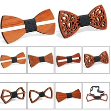 KLV элегантный полый ретро креативный мужской деревянный модный галстук-бабочка ручной работы Бабочка галстуки Свадебная вечеринка одежда аксессуары