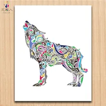 Акварельные Красочные животные картинки волка краска по номерам с тертые краски в цвете цифровая картина маслом холст по номерам