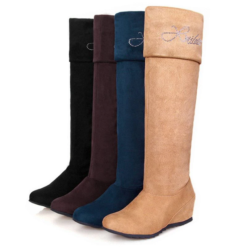 SJJH Women Long Riding Boots with Round Toe Height Increasing Plush Over-the-Knee Boots Fashion Casual Shoes Large Size Q399 SJJH Women Long Riding Boots with Round Toe Height Increasing Plush Over-the-Knee Boots Fashion Casual Shoes Large Size Q399