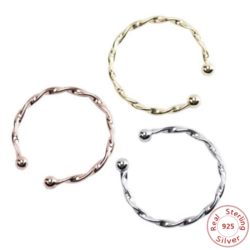 

2018 Simple Style Fine Jewelry Solid 925 Sterling Silver Rings For Women / Ladies Rose Gold Color Adjustable Size