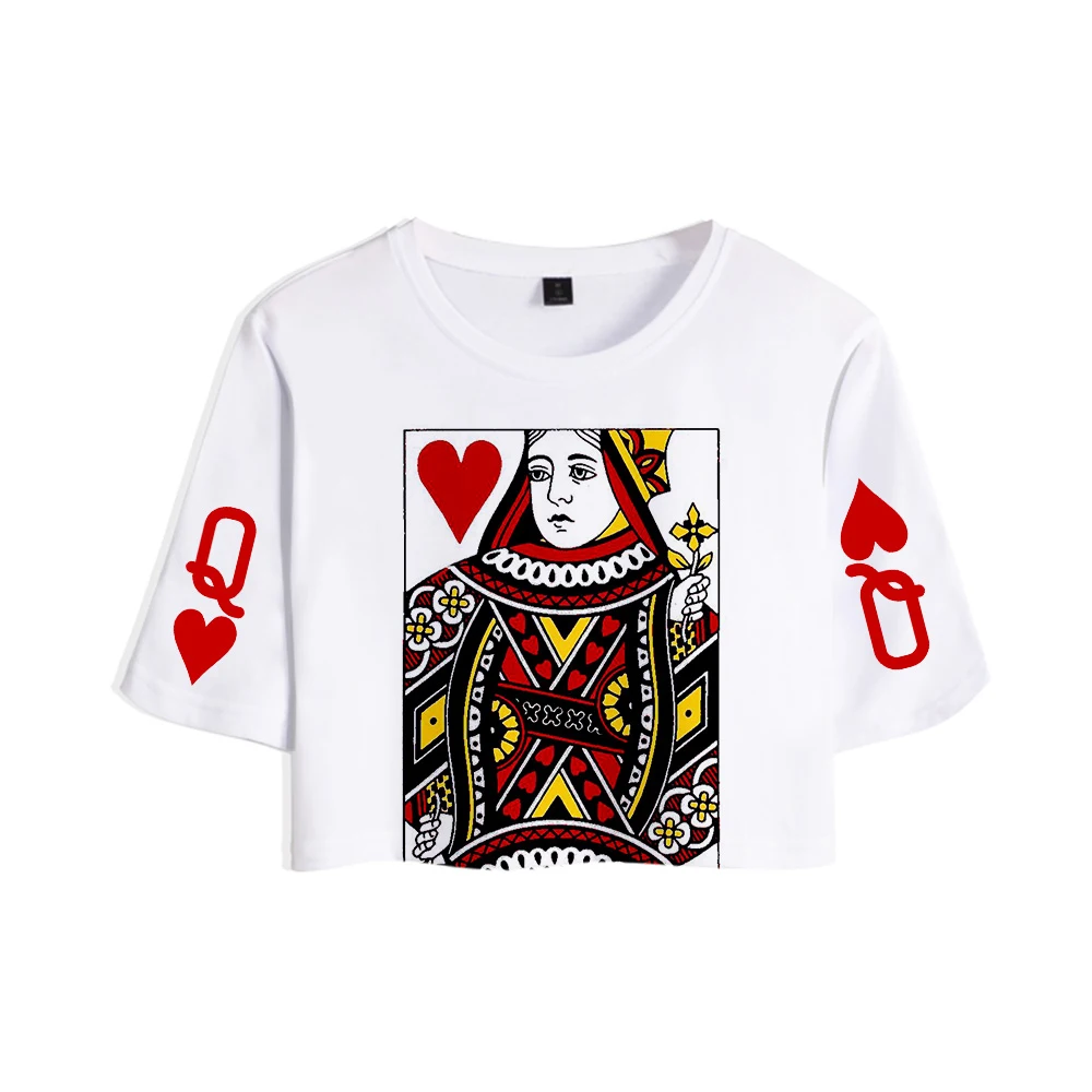 Kpop Poker 3D Jack queen King женский открытый пупок верхняя Футболка Harajuku T Shein летние мягкие