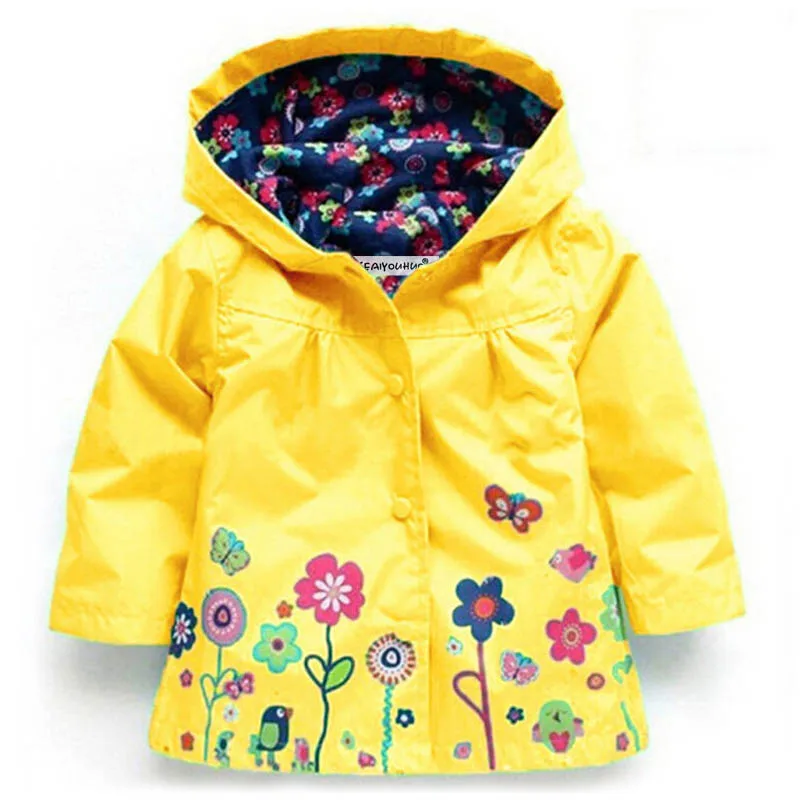 Осень, куртки для девочек, детская верхняя одежда, пальто с капюшоном для девочек, Повседневная ветровка для девочек, водонепроницаемый плащ, детская одежда - Цвет: yellow