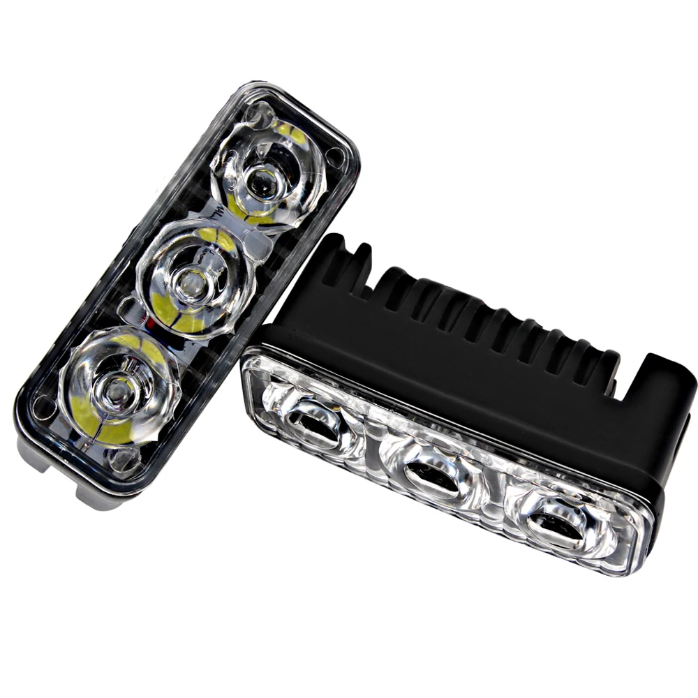 2Pcs Auto Lamp Car DRL 6 LED Bulbs Waterproof DC 12V Universal Daytime Running Light Car