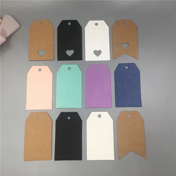 

200Pcs/Lot 7x4cm Colorful T-Shape With Hollow Heart Kraft Paper Tags For Garment Shoes Clothes Bag Eco-Friendly Charm Hang Tags