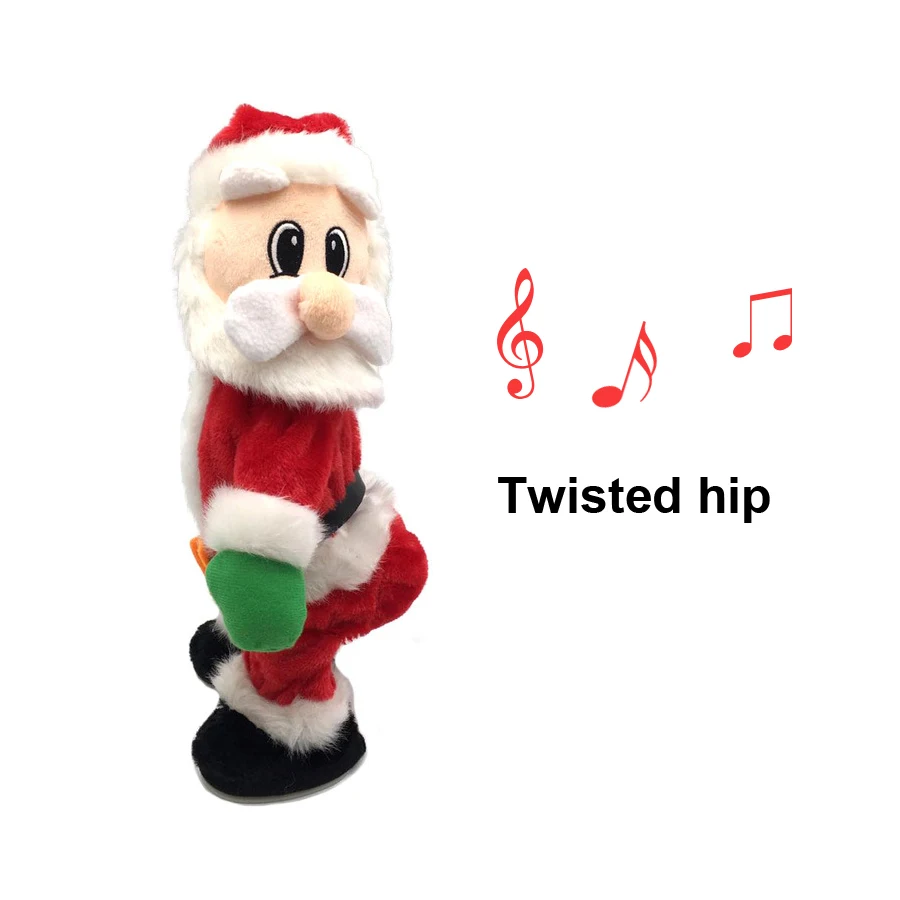 

14 inch Musical Electric Twerk Singing Dancing Santa Clause hip shake Figure Twisted Hip Toys for kids Christmas New Year DS19