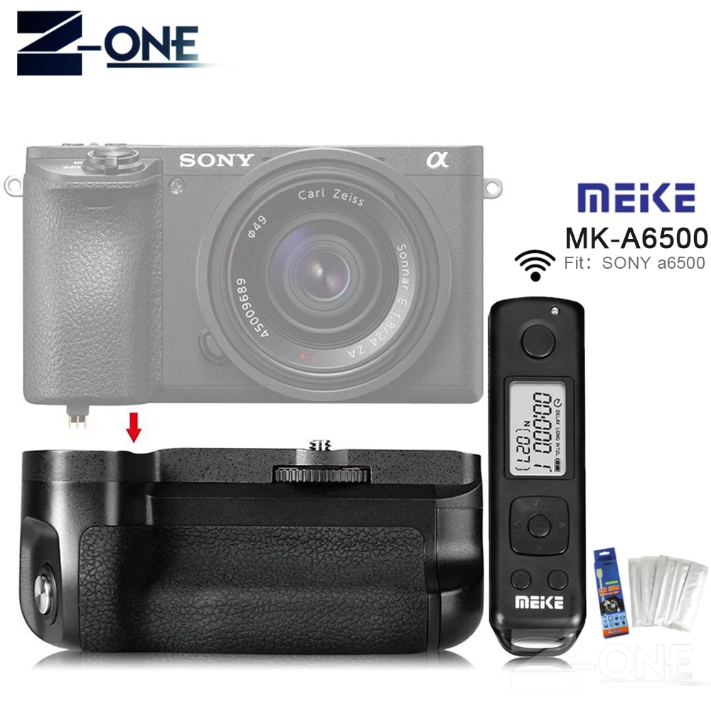 Meike MK-A6500 Pro Battery Grip Built-in 2.4Ghz Remote Controller Up to 100M For Sony A6500 with Rremote Control Vertical-Shoot Meike MK-A6500 Pro Battery Grip Built-in 2.4Ghz Remote Controller Up to 100M For Sony A6500 with Rremote Control Vertical-Shoot