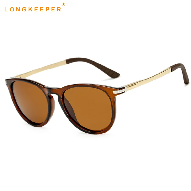 LongKeeper HD поляризованные Солнцезащитные очки для женщин для Для женщин мужские Винтаж бренд Дизайн Овальный Солнцезащитные очки для женщин Овальный женские Защита от солнца Очки eyewares - Цвет линз: brown brown